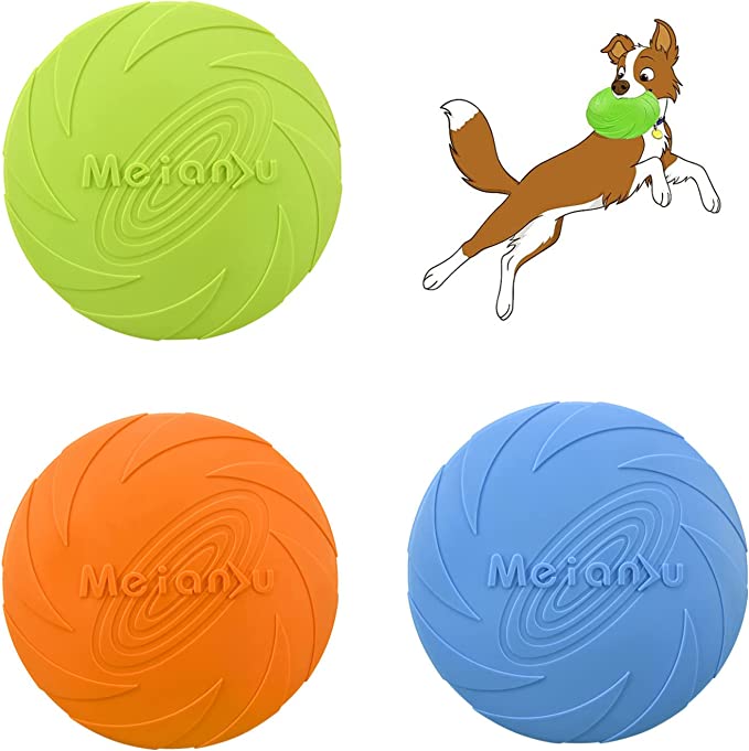 Frisbees para Perros de 3 Piezas, Frisbee de Juguete para Perros, Frisbee de Goma, Discos para Perros, Entrenar Perros, lanzar, atrapar y Jugar