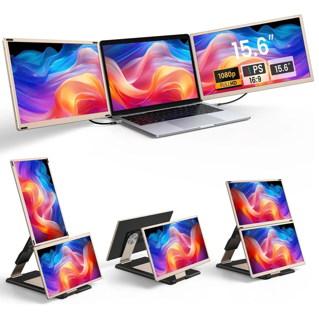 Set de monitores duales de 15.6 pulgadas con base integrada