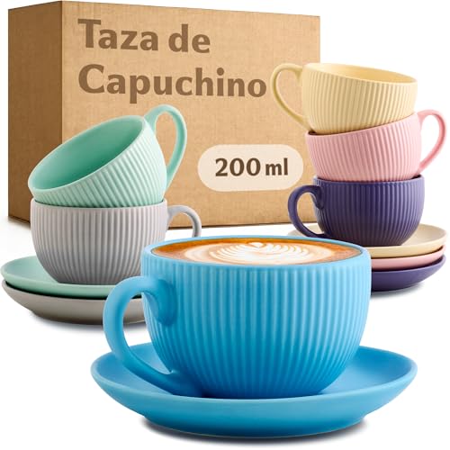 Cosumy Tazas de Capuchino con Platos - 6 Tazas 