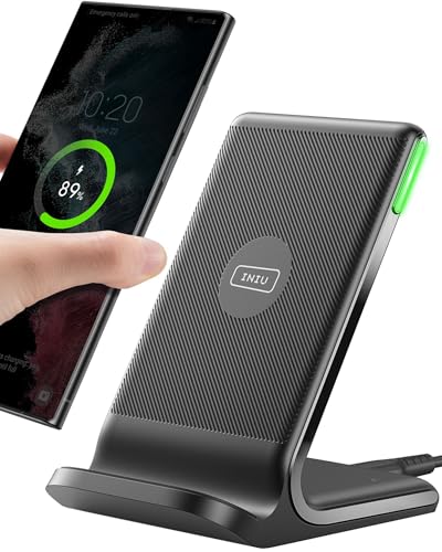 INIU Cargador Inalámbrico Rápido Stand, 15W Certificación Qi