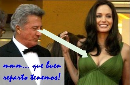 Dustin Hoffman admirando los talentos de Angelina Jolie