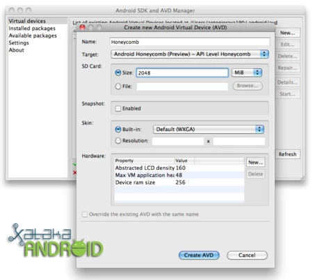 create avd sdk android