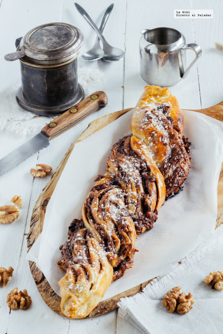 Trenza de chocolate y nuez. Receta de postre