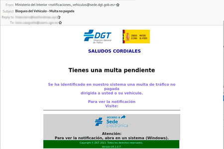 Notificación falsa multa DGT estafa phishing