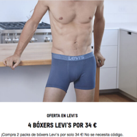 Oferta Levi's en Zavvi: 4 bóxers de algodón Levi's 200SF por sólo 34 euros