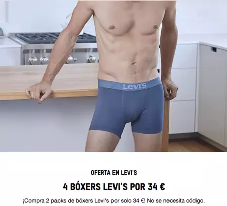 Oferta Levi's en Zavvi: 4 bóxers de algodón Levi's 200SF por sólo 34 euros