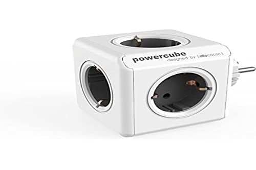 Allocacoc 1100GY/DEORPC PowerCube Original - Regleta de 5 tomas de corriente, Color Gris, 250 V, Oscuro