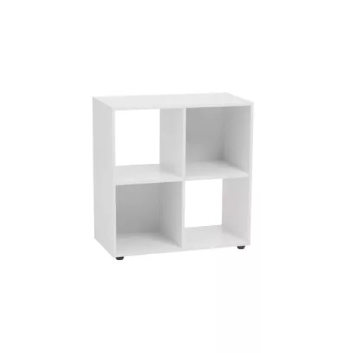 LOLAhome Estantería Cubo con 4 Huecos de Laminado Blanco de 62x60x30 cm