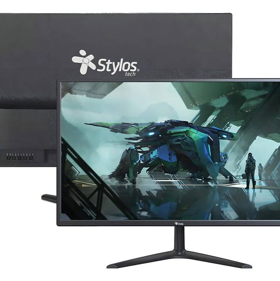 Monitor Stylos Tech Color Negro con Display LED de 19" Resolución HD 60 Hz Compatible con VGA y HDMI