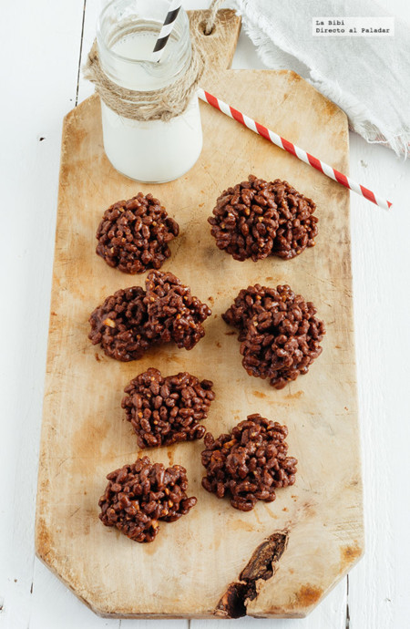 Bombones de arroz inflado con chocolate. Receta fácil