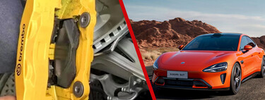 Pesa 2.200 kg y tiene 673 CV, pero las enormes pinzas de freno del Xiaomi SU7 son de postureo: esconden discos y pastillas de frenos apenas más grandes que los de un SEAT Ateca