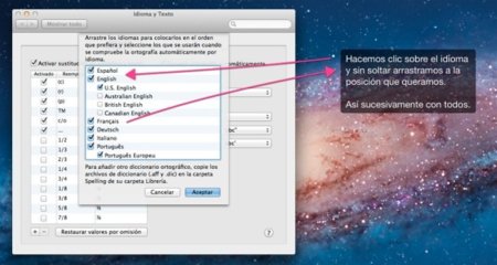 Cómo priorizar los idiomas a la hora de usar el corrector de textos de Lion