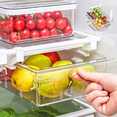 EUBSWA Organizador de Cajones para Frigorífico 1 Pieza, Organizador de Refrigerador, Soporte para Estante para Frigorífico, Bebidas Organizador para el Hogar