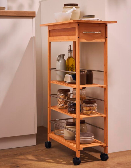 Carrito De Cocina Estrecho De Bambu