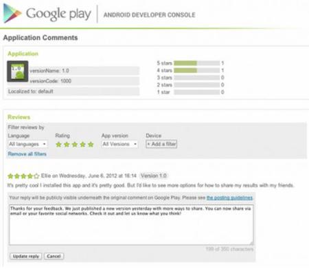 Google ya permite a todos los desarrolladores responder a los comentarios de Google Play