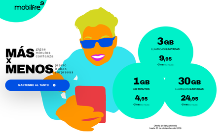 Mobilfree, nuevo virtual que replica las tarifas de Oceans con hasta 30 GB por 24,95 euros
