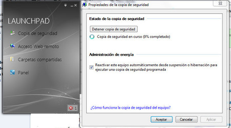 LaunchPad y ejecución de la copia de seguridad