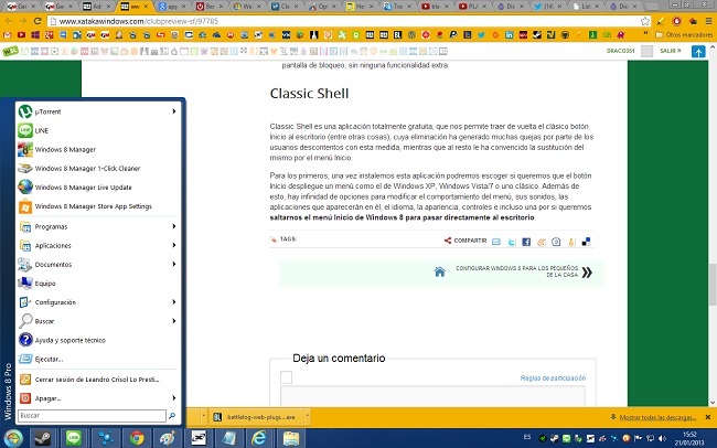 Classic Shell y el botón Inicio