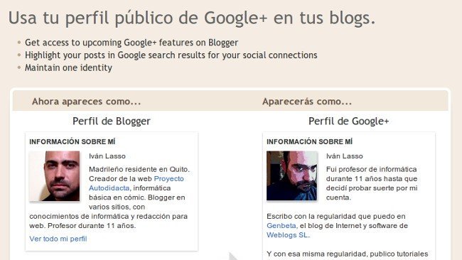 Google ya permite sustituir el perfil de Blogger por el de Google+