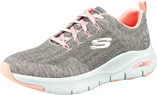 Skechers Arch Fit Comfy Wave, Zapatillas Mujer, Gris (Gray/Pink), 37 EU