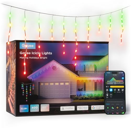 Govee Luces de Carámbano, RGBIC Luces Exterior de 10M, 400 LEDs Luces de Navidad Inteligentes 