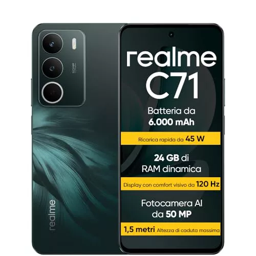 realme C71 Smartphone de 8+256 GB, 6.67" Pantalla 120Hz, Cámara de 50 MP IA, 6000mAh, Carga Rápida 45W, Dual SIM Telefono Movil, Verde Oscuro(Versión ES)