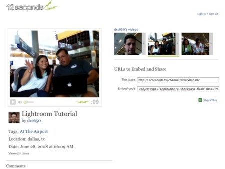 12seconds, qué estas haciendo o dónde estás, en formato AV