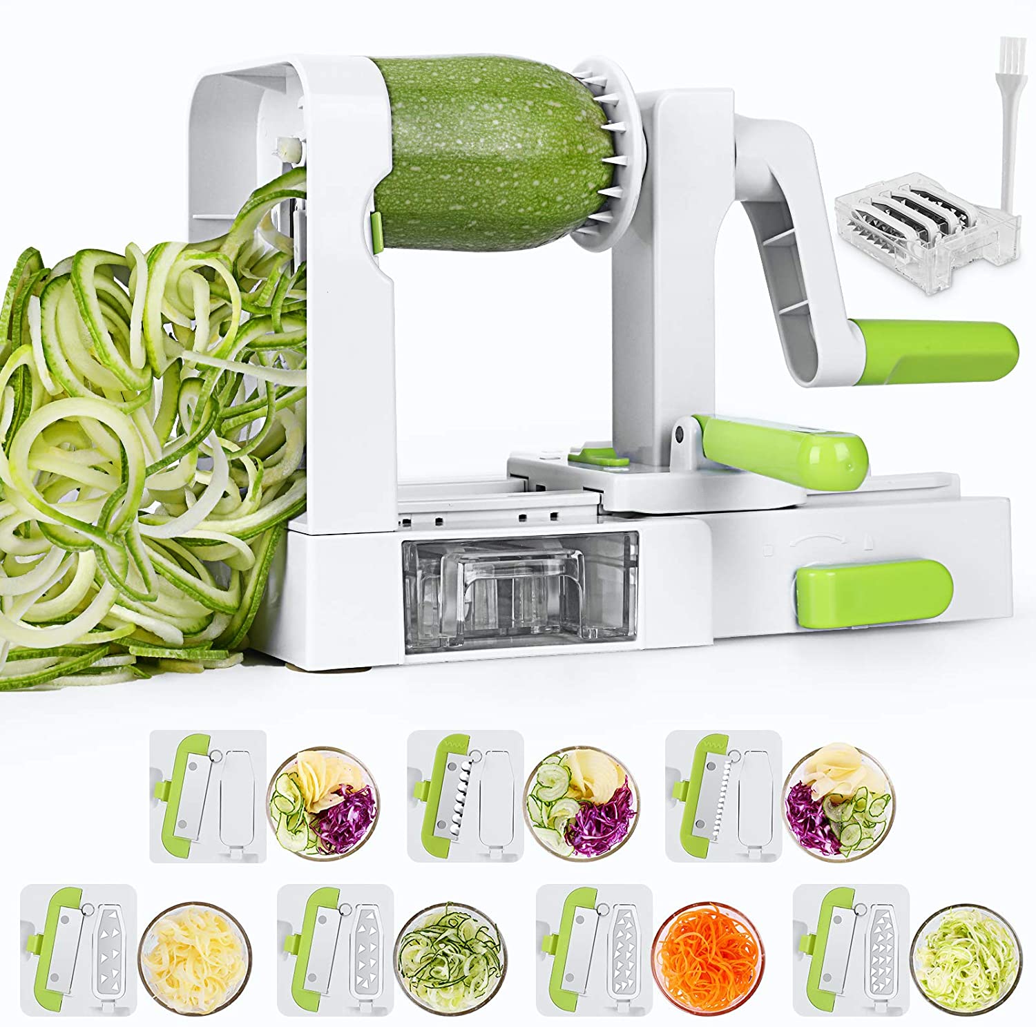 Sedhoom Espiralizador de Vegetales Cortador de Verduras, Doblado Espiralizador de Verduras en Espiral, Juliana,Espaguetis, Tallarines, Cintas o Fideos