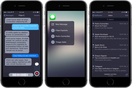 Concepto de modo oscuro en iOS