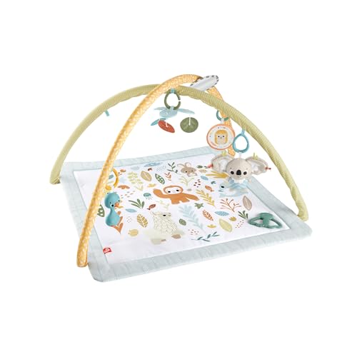 Fisher-Price Sensimals Gimnasio infantil Simply Senses Alfombra de actividades con juguetes sensoriales para bebé recién nacido
