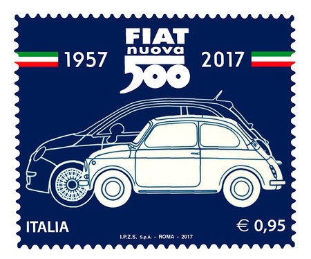FIAT presenta una estampilla postal para celebrar 60 años del Cinquecento