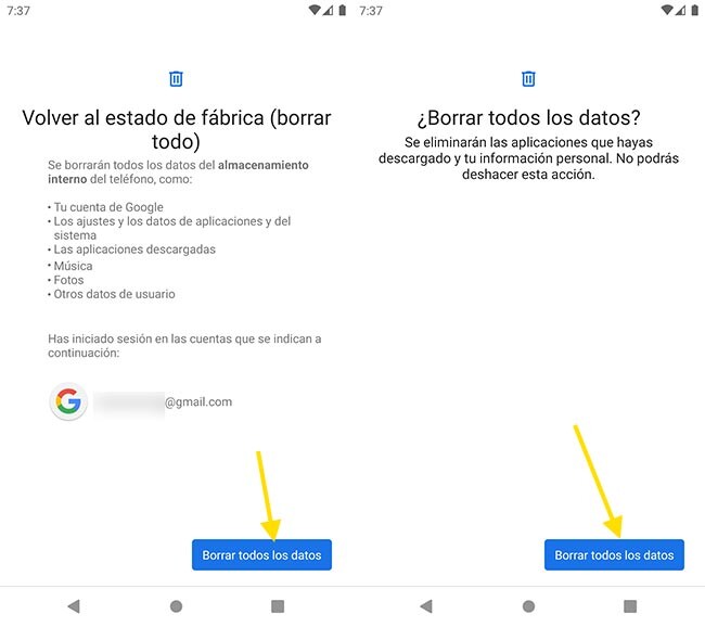 Cómo formatear un móvil Android y borrar todos sus datos