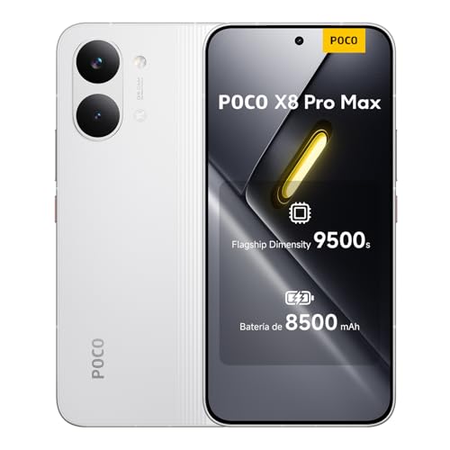 XIAOMI POCO X8 Pro Max Smartphone de 12+256GB Blanco Batería de 8500mAh | Pantalla AMOLED de 6.83" 1.5K 120Hz, Dimensity 9500s, Sensor Light Fusion 600 de 50MP con OIS, 1 año de garantía Extra