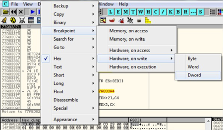 ¿Cómo funciona el hardware breakpoint en un depurador de C/C++? (breakpoints part II)