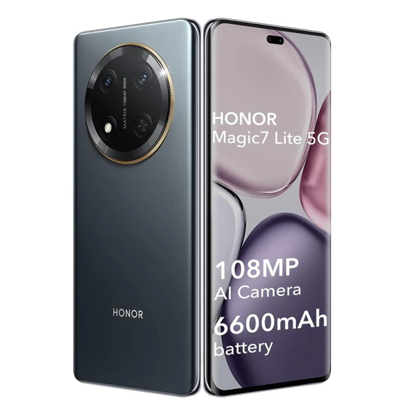 HONOR Magic7 Lite 8GB+256GB Black. Cupón del 10% y auriculares de regalo valorados en 40 euros.