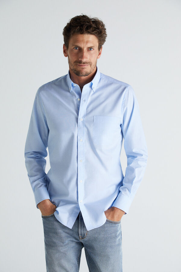 Camisa lisa algodón extra suave easy care