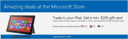 Microsoft intenta migrar nuevos usuarios a Surface con 200 dólares por un viejo iPad