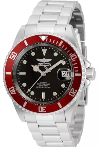Invicta Pro Diver reloj automático para hombre de acero inxidable, Plata / Rojo, 40 mm