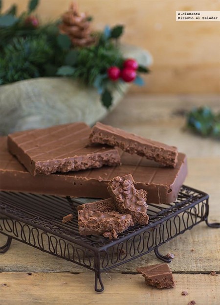 Turrón de chocolate y arroz inflado. Receta