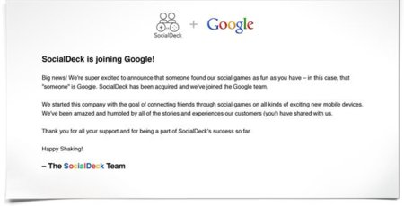 Google sigue comprando juegos sociales, ahora le toca a SocialDeck