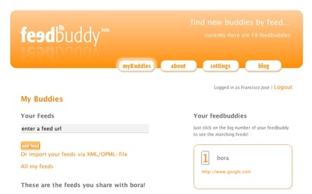 Feedbuddy, conociendo otros canales rss de otros usuarios partiendo de nuestras suscripciones
