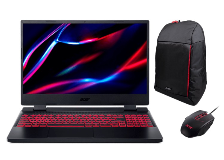 Portátil gaming - Acer AN515-58,15.6" Full HD, Intel® Core™ i5-12500H, 16GB RAM, 1TB SSD, NVIDIA® GeForce RTX™ 3060, W11H, Mochila + Ratón gaming