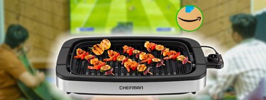 Parrilla eléctrica Chefman con antiadherente y charola de goteo de grasa. Funciona para interiores en tus reuniones del Mundial 2026 