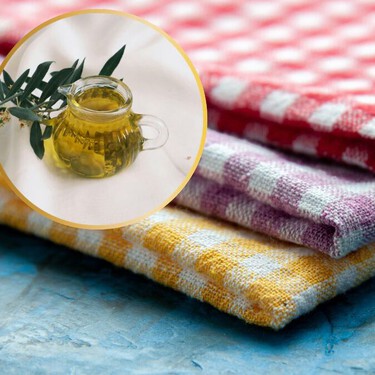 Aceite para quitar aceite: el truco "absurdo" que rescata tus trapos de cocina y ropa manchada