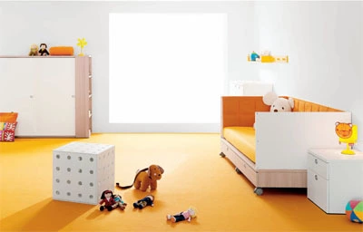Aportar el color a través de los suelos en el cuarto infantil