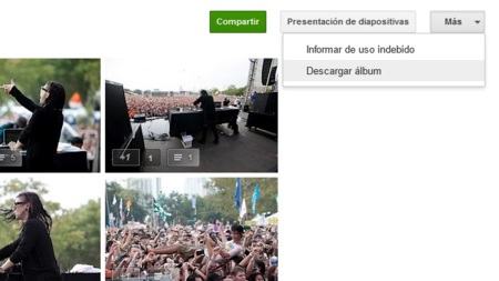 Google+ permite ver las fotos como una presentación y descargar todo un álbum en un ZIP