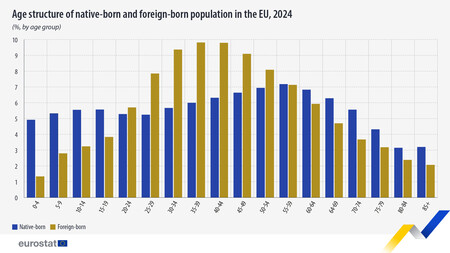 Age Structure Native Born Foreign Born Population Eu 2024