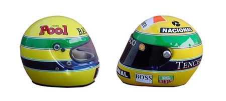 10 años de cascos (réplicas) de Ayrton Senna