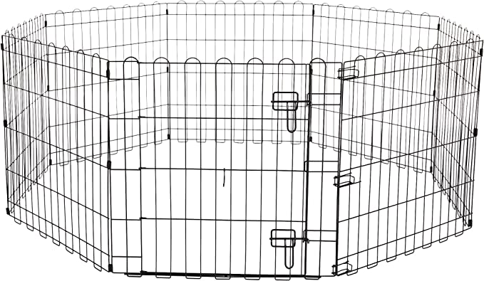 Amazon Basics - Parque de metal plegable para perros y mascotas de 61 cm, con puerta