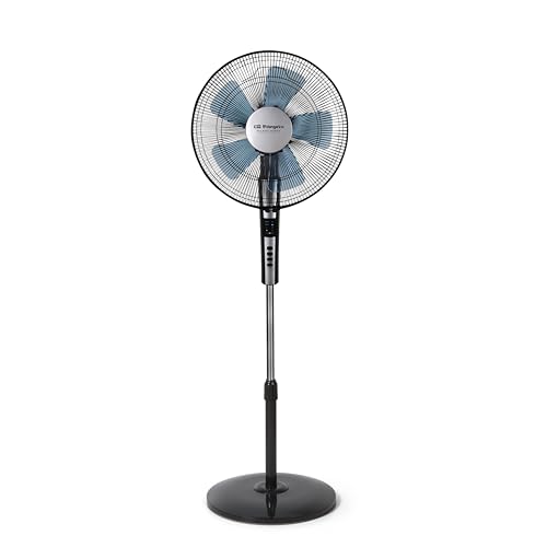 Orbegozo SF 0640, Ventilador Silencioso De Pie Con Mando A Distancia, Oscilante, Cabezal inclinable, Temporizador, 2 Velocidades + Turbo + Silent, 65 W Negro